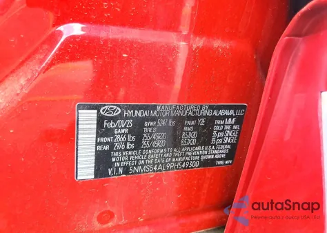 2023 Hyundai Santa Fe Calligraphy из США, поврежденный, VIN 5NMS54AL9PH549300